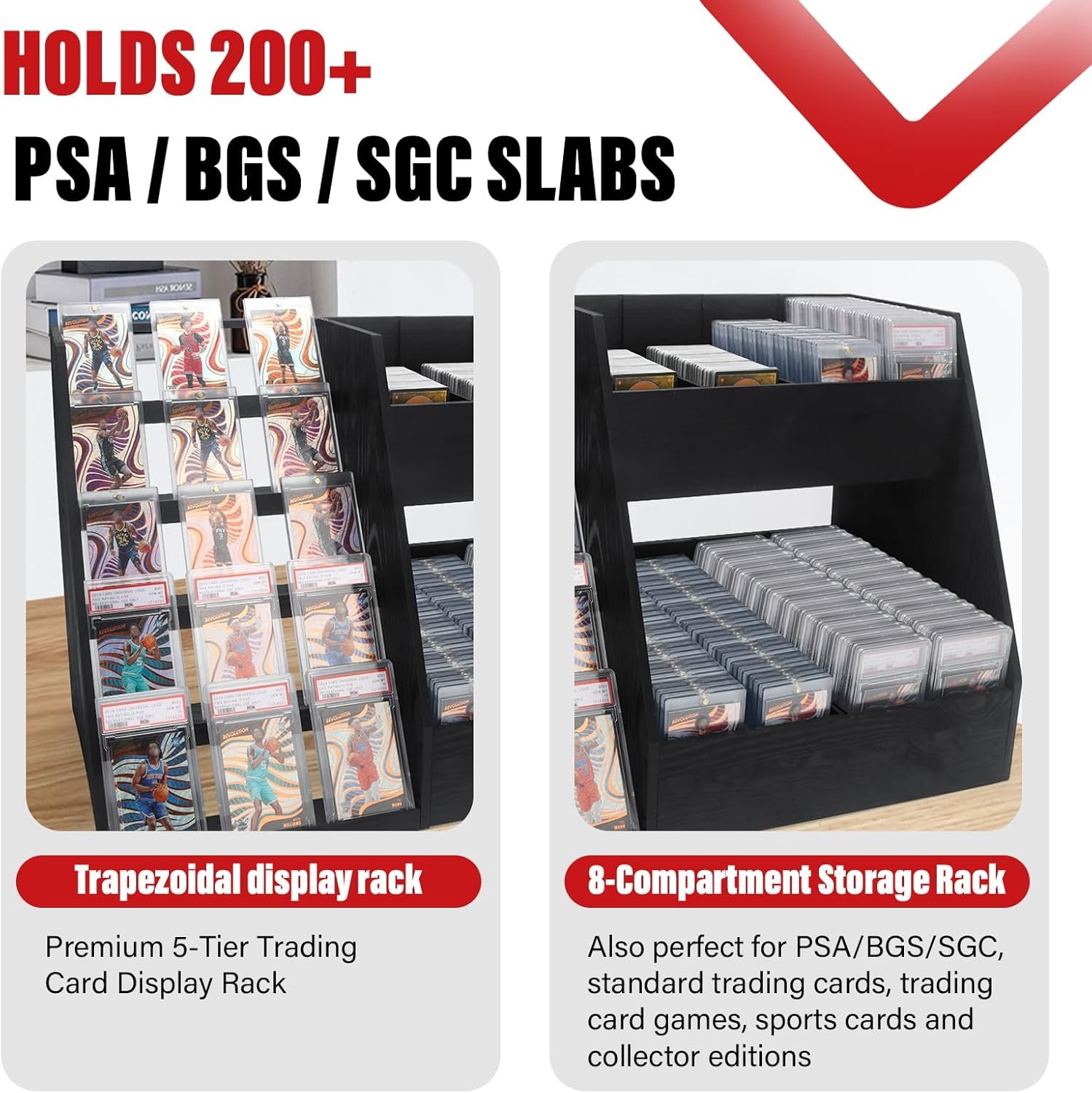 5-Tier Trading Card Display Large Capacity Card Display Stand with 8-Row Storage