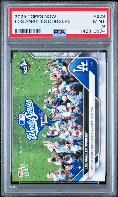 LA Dodgers 2025 Topps Now MLB Back to Back World Series Champions #929 PSA 9