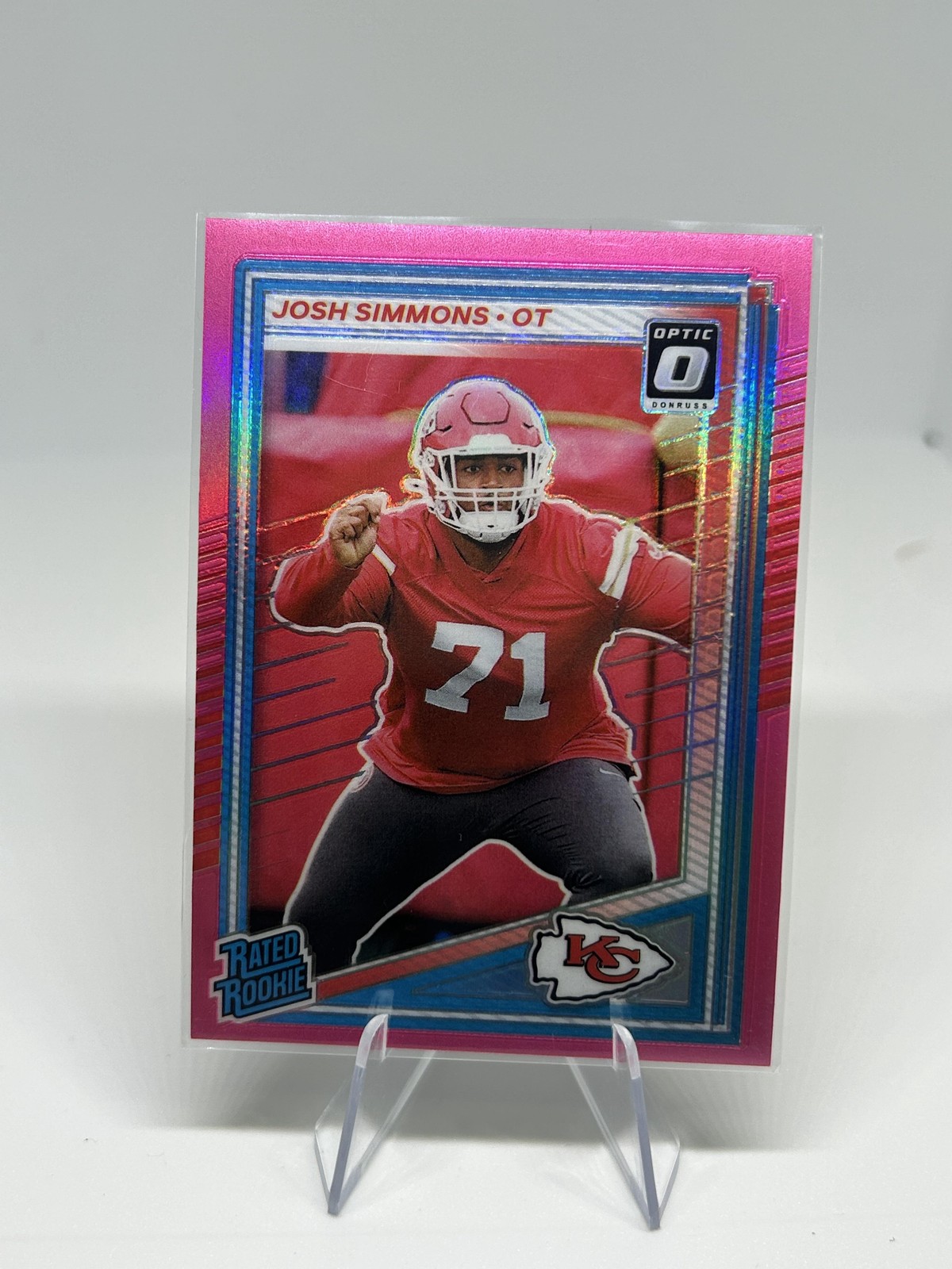 2025 Donruss #368 Josh Simmons Optic Rated Rookies Preview Pink