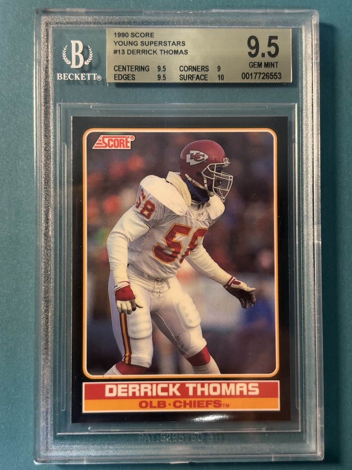 1990 Score Young Superstars #13 Derrick Thomas BGS 9.5 Gem Mint