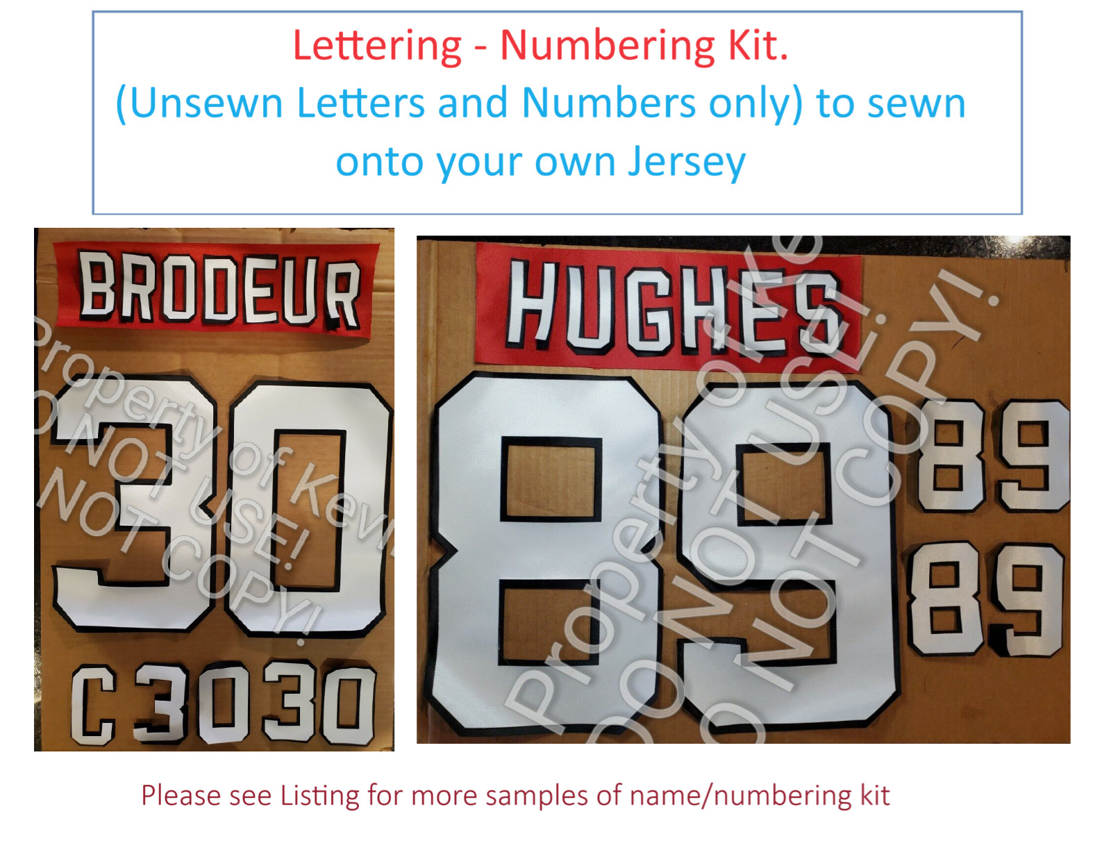New Jersey Devils Lettering Custom ANY YR Name Number UNSEWN kit for Jersey