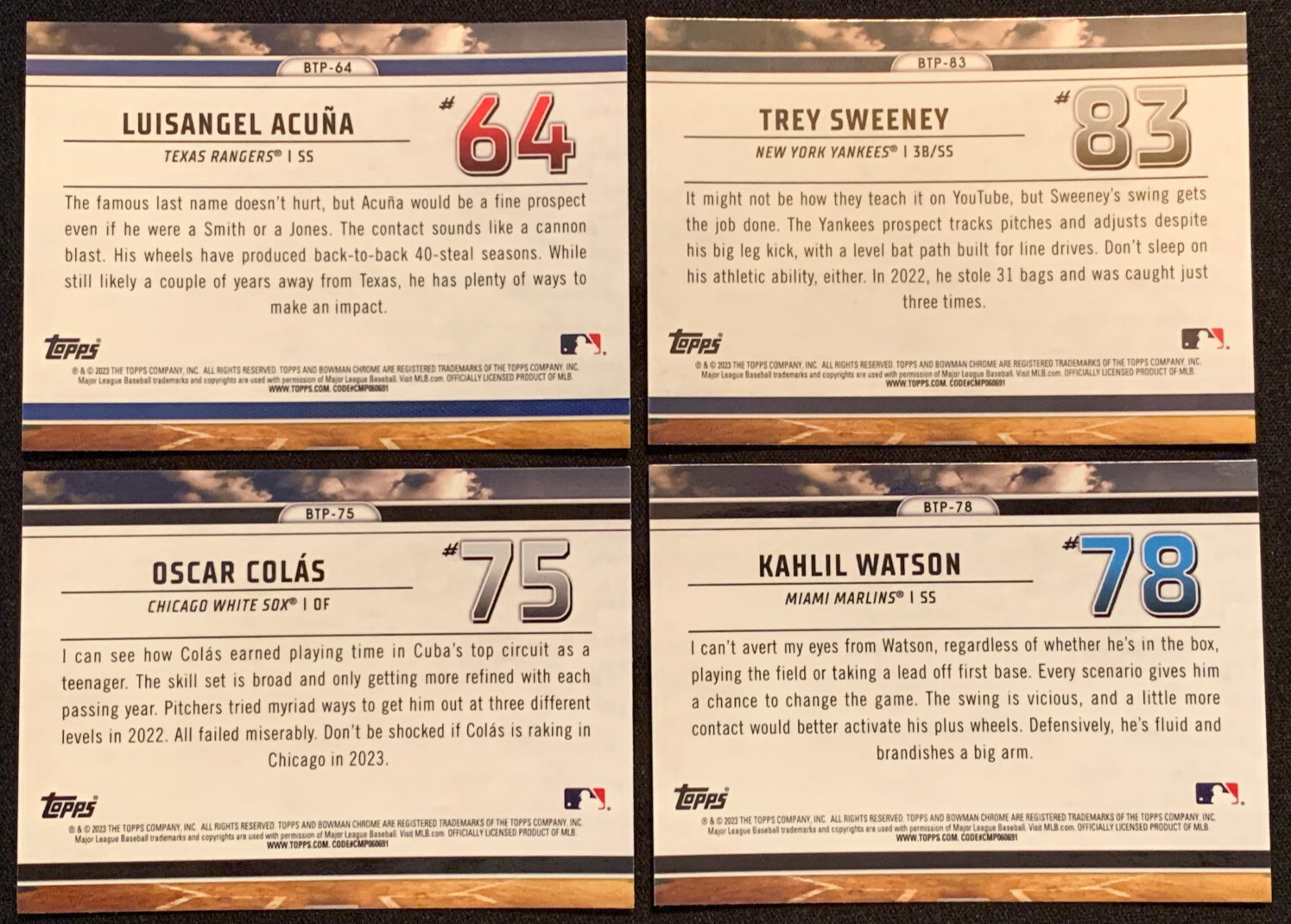 2023 Bowman Baseball Chrome Scouts’ Top 100 BTP-64 BTP-76 BTP-78 BTP-83 LOT 4 !