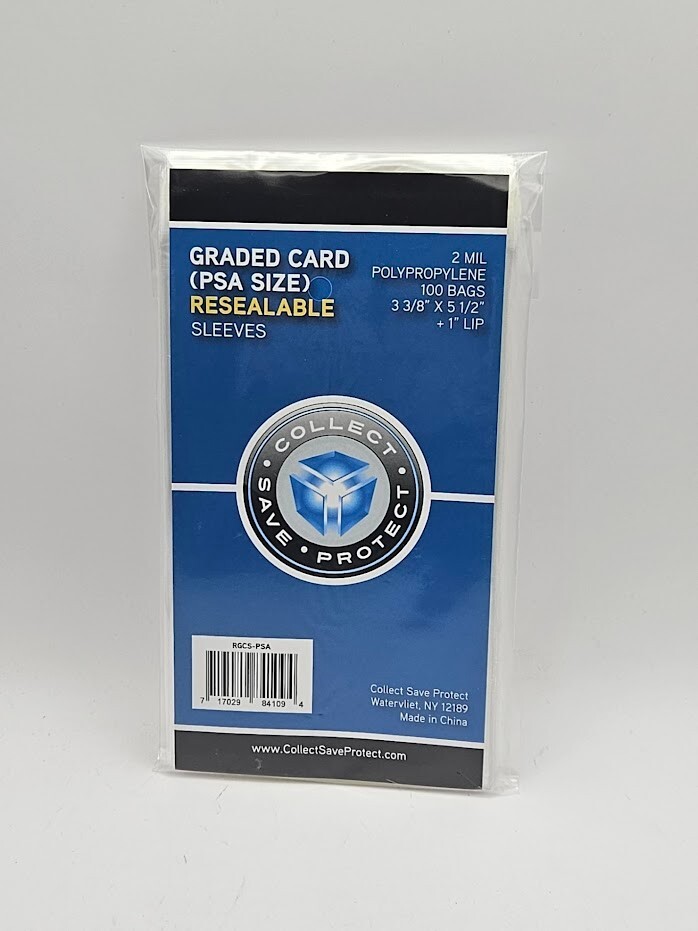 (100-Pack) CSP Graded Card – PSA Size – Resealable Sleeves – 2 mil Poly Bags