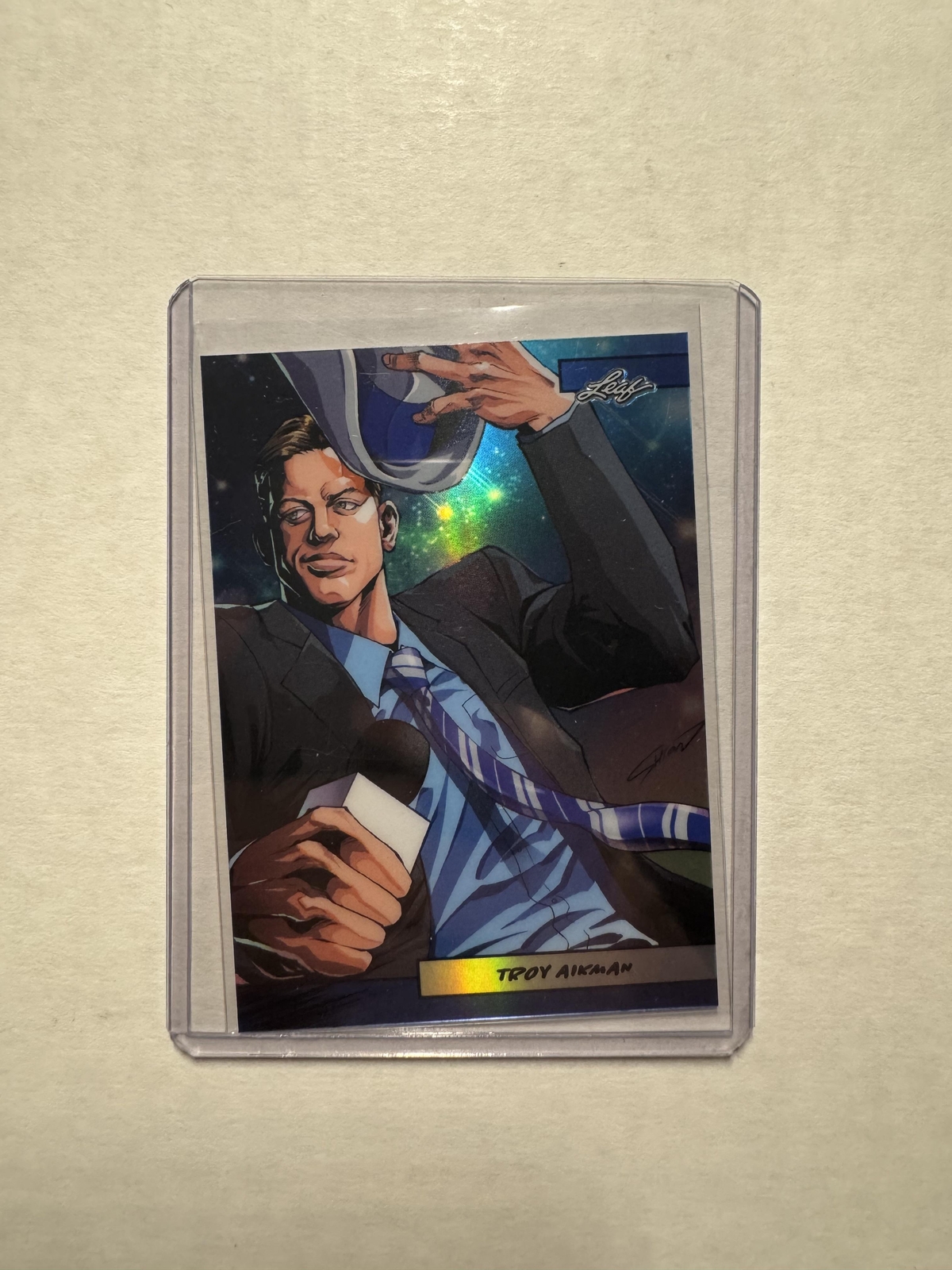 Troy Aikman 2024 Leaf Metal Anime Nation #AN2B-32 Blue Prismatic /75