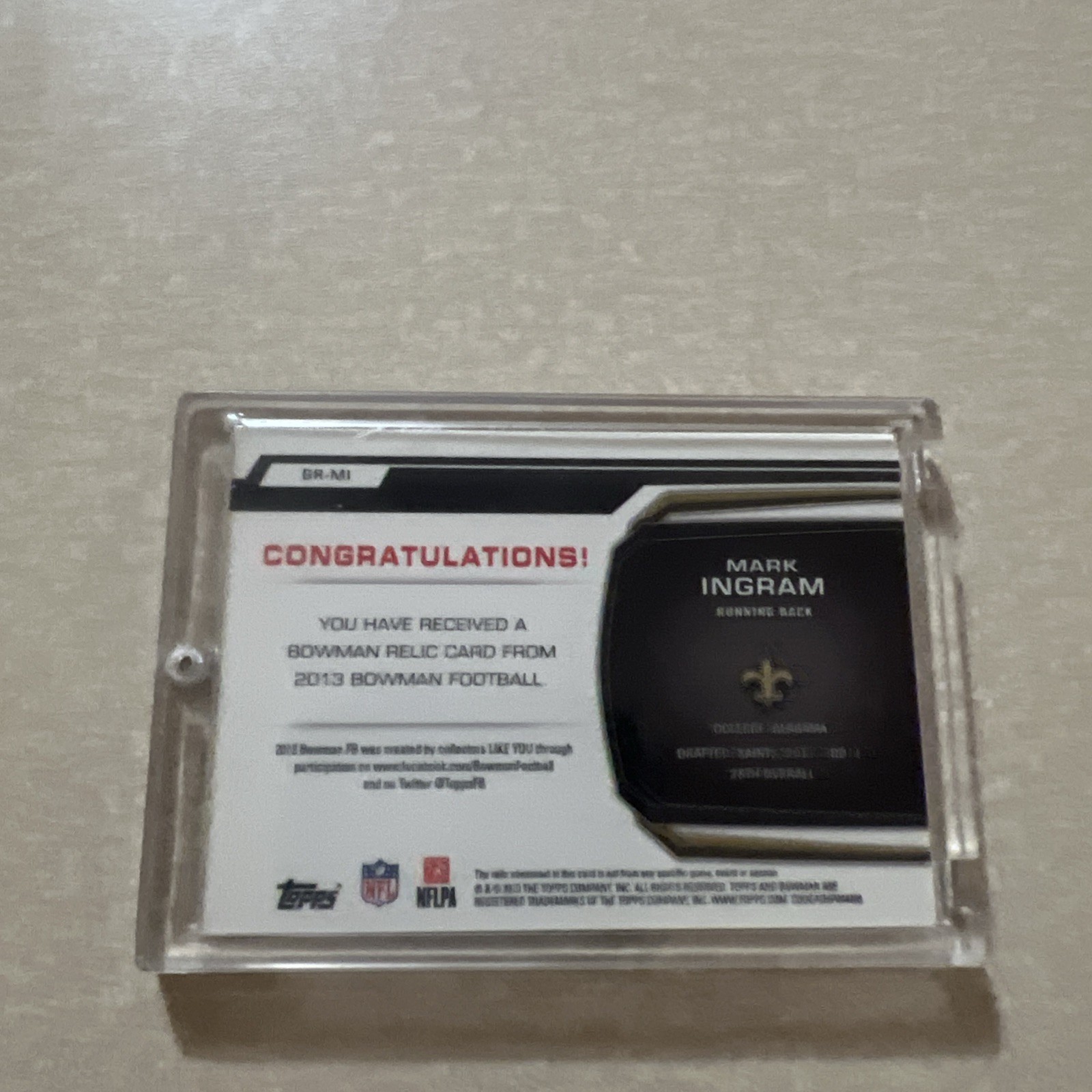 2013 Bowman Relic Red Refractor 1/1 Mark Ingram Wow Alabama Saints