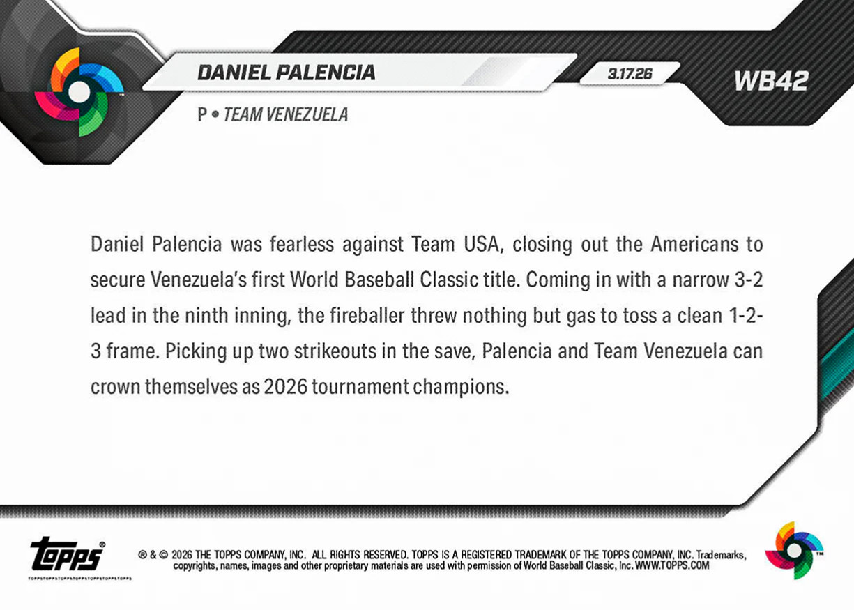 2026 Topps Now World Baseball WB42 David Palencia – 25 Cents Shipping!