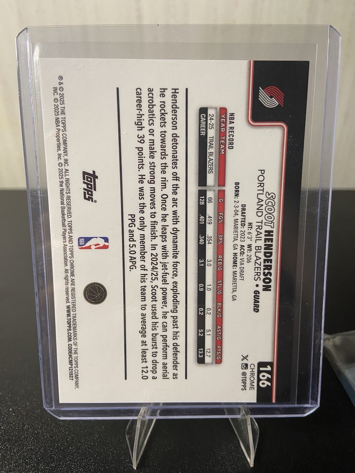 2025-26 Topps Chrome – Scoot Henderson #166 Gold Basketball /50
