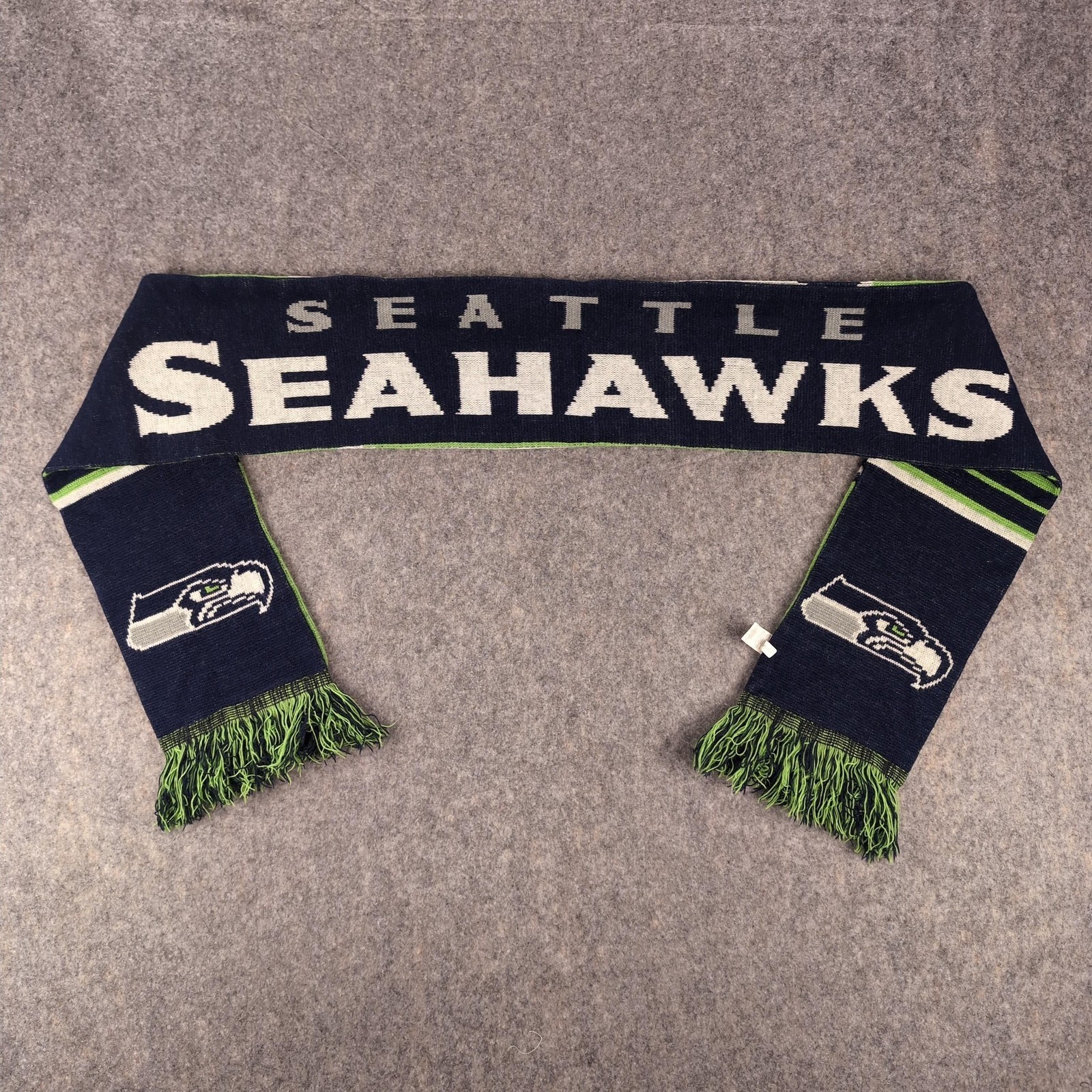 Seattle Seahawks Scarf Mens One Size Blue Green NFL Football Reversible Knit