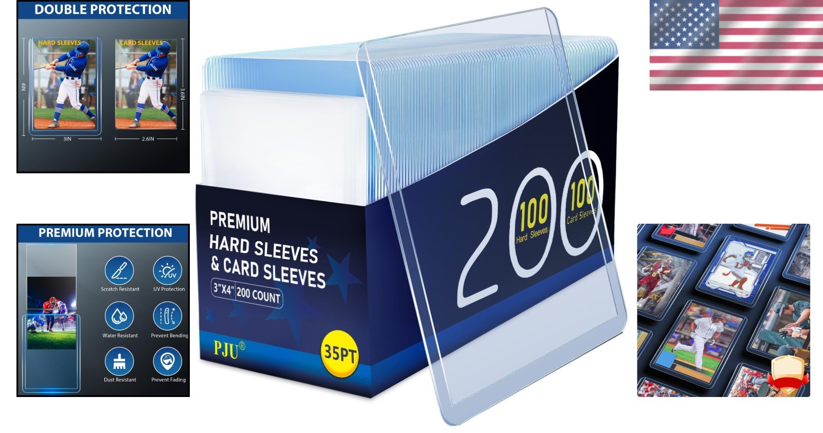 Preserve Your Collection: 200 Count Card Sleeves with 100 Hard & Soft Sleeves