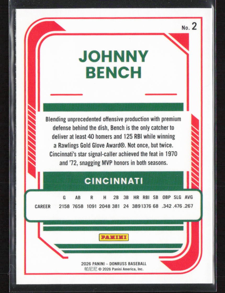 2026 Donruss #2 Johnny Bench