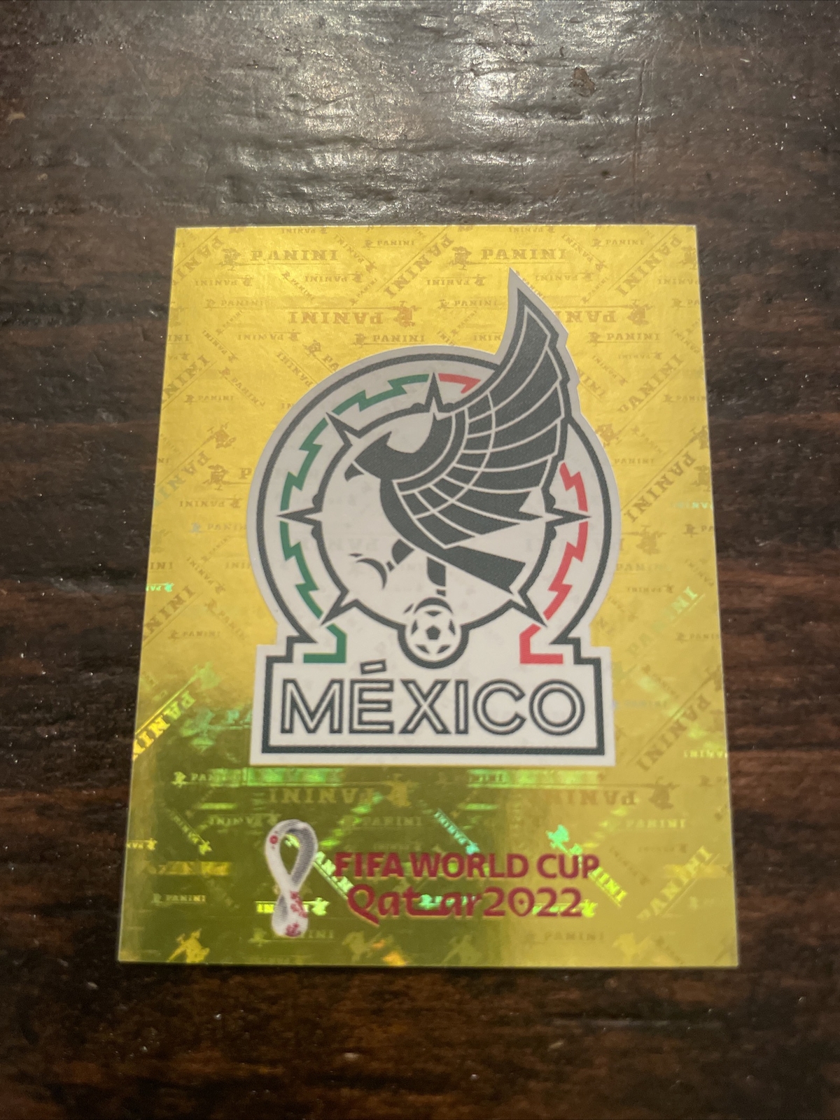 MEXICO 2022 Panini FIFA World Cup Sticker Gold Foil Team Shield Crest #MEX2