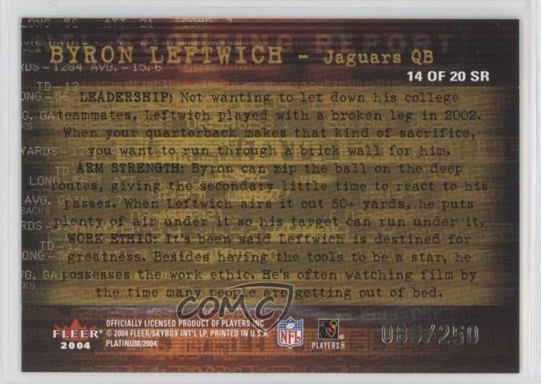 2004 Fleer Platinum Scouting Report 86/250 Byron Leftwich #14SR 0l1