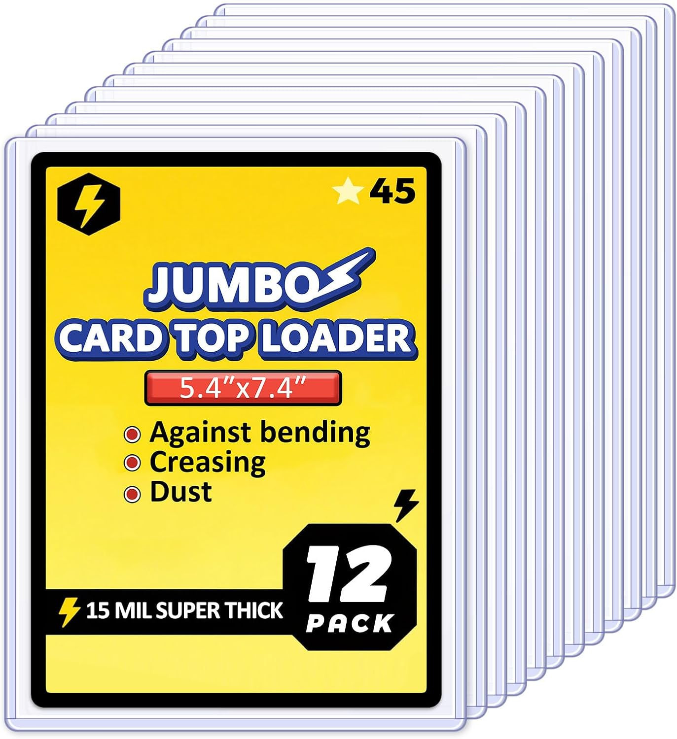 12 Pack Jumbo Card Top Loaders 5.4×7.4 Inch Hard Card Sleeves Protective Case