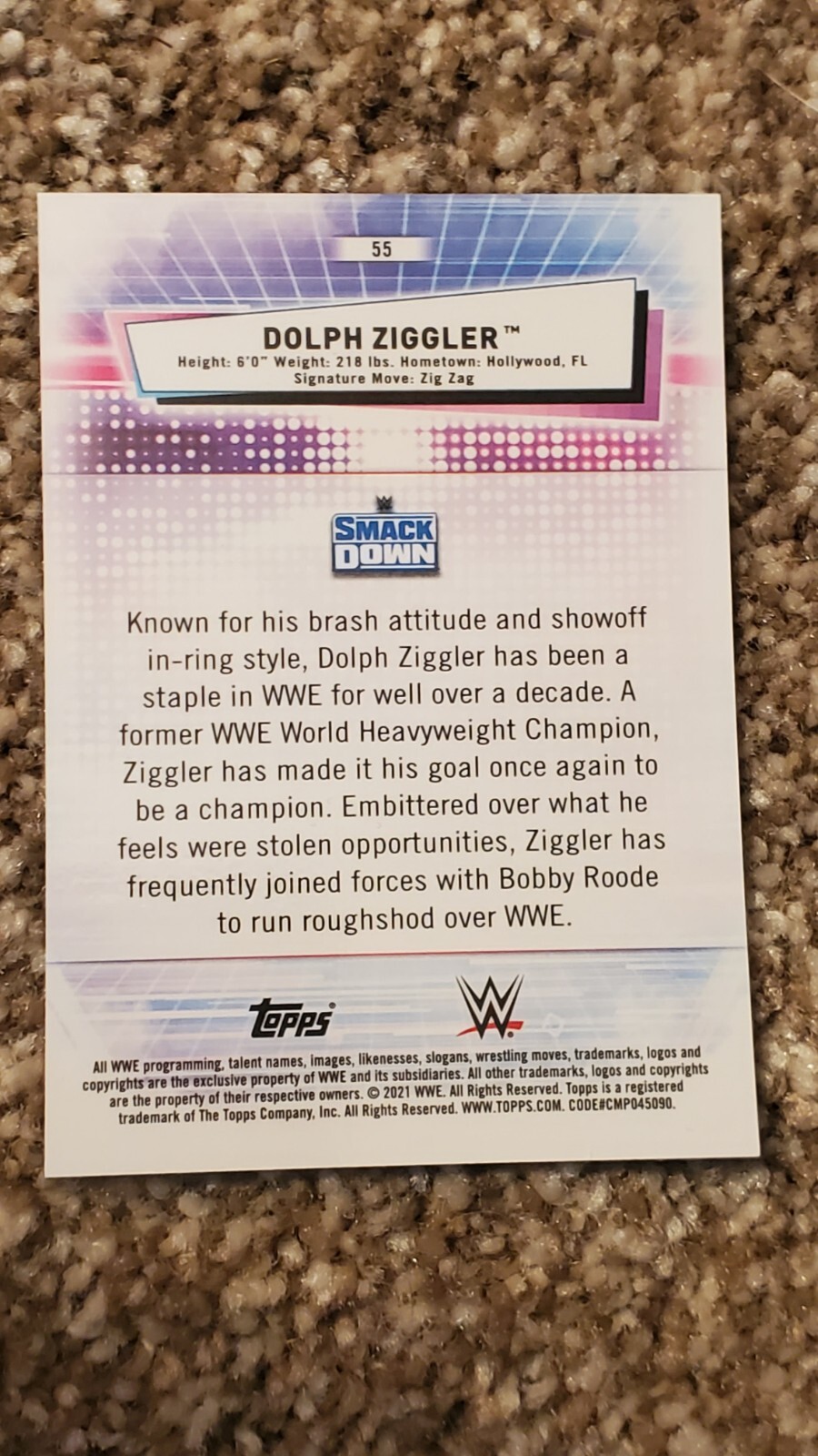 2021 Topps Chrome WWE Aqua Refractor /150 Dolph Ziggler #55