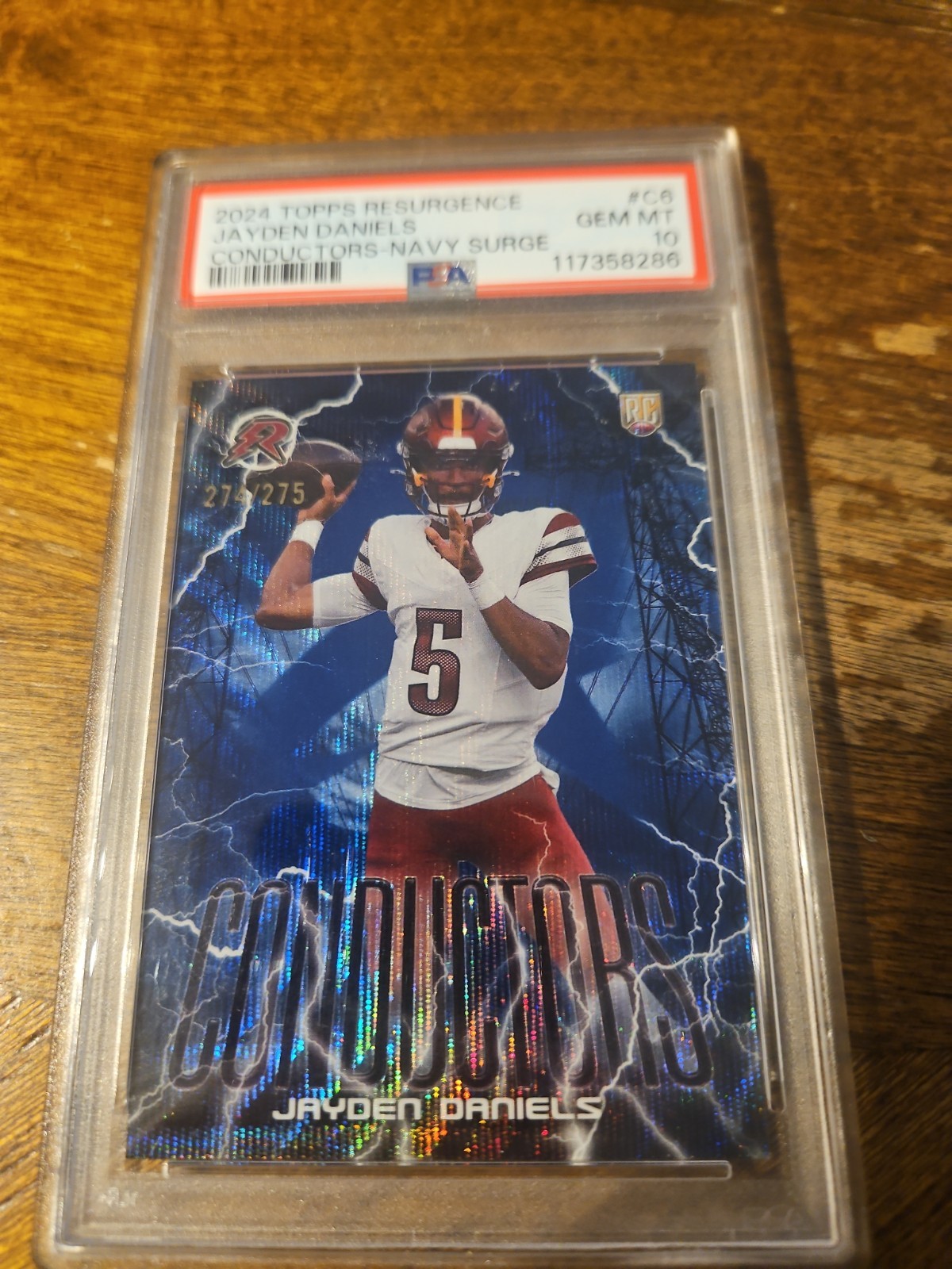 Jayden Daniels 2024 Topps Resurgence Conductors Navy Surge #274/275 PSA Grade 10