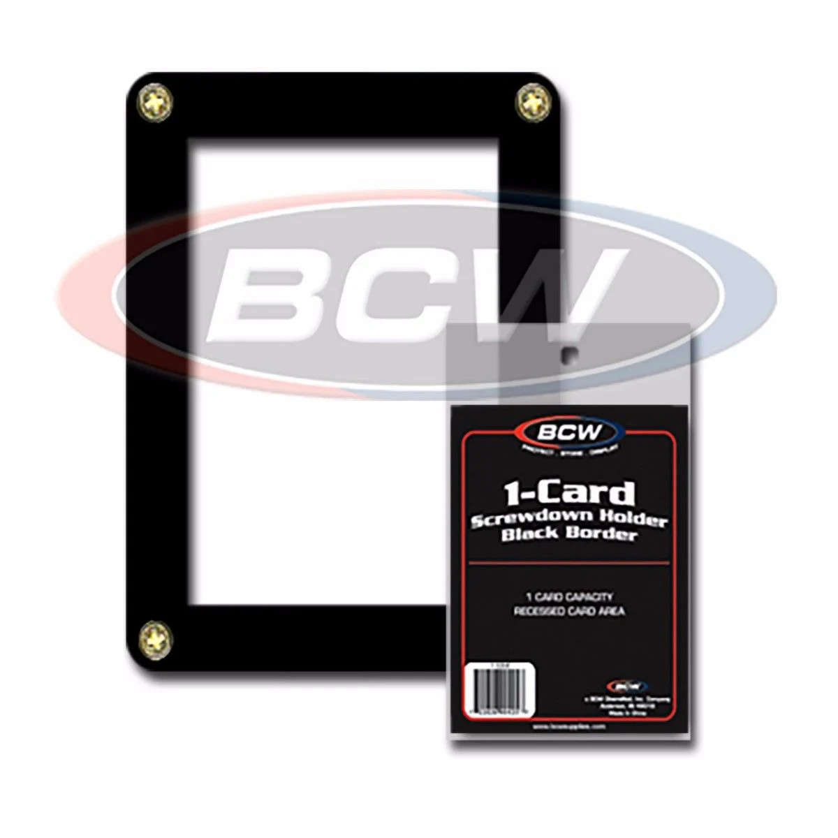 3 BCW High Quality Single Card Screwdown Clear Holders Black Border 4 1/2×3 1/2