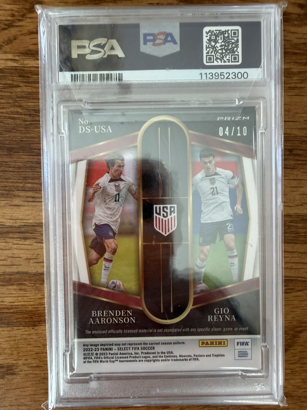 2022-23 Select Brenden Aaronson Gio Reyna Dual Searches Gold 4/10 PSA 9 USMNT