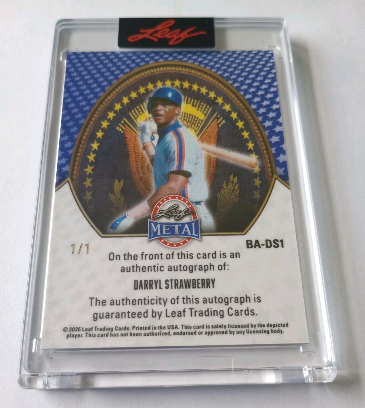 Darryl Strawberry 2026 Leaf President’s Day Pink Auto 1/1 Mets William McKinley