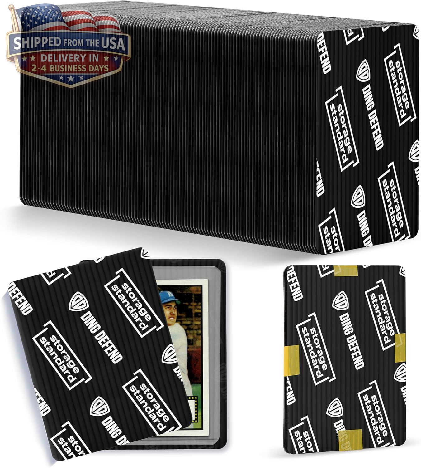 Ding Defend 110-Pack Trading Card Protector Shipping – 3.5 X 4.5 Inch Black