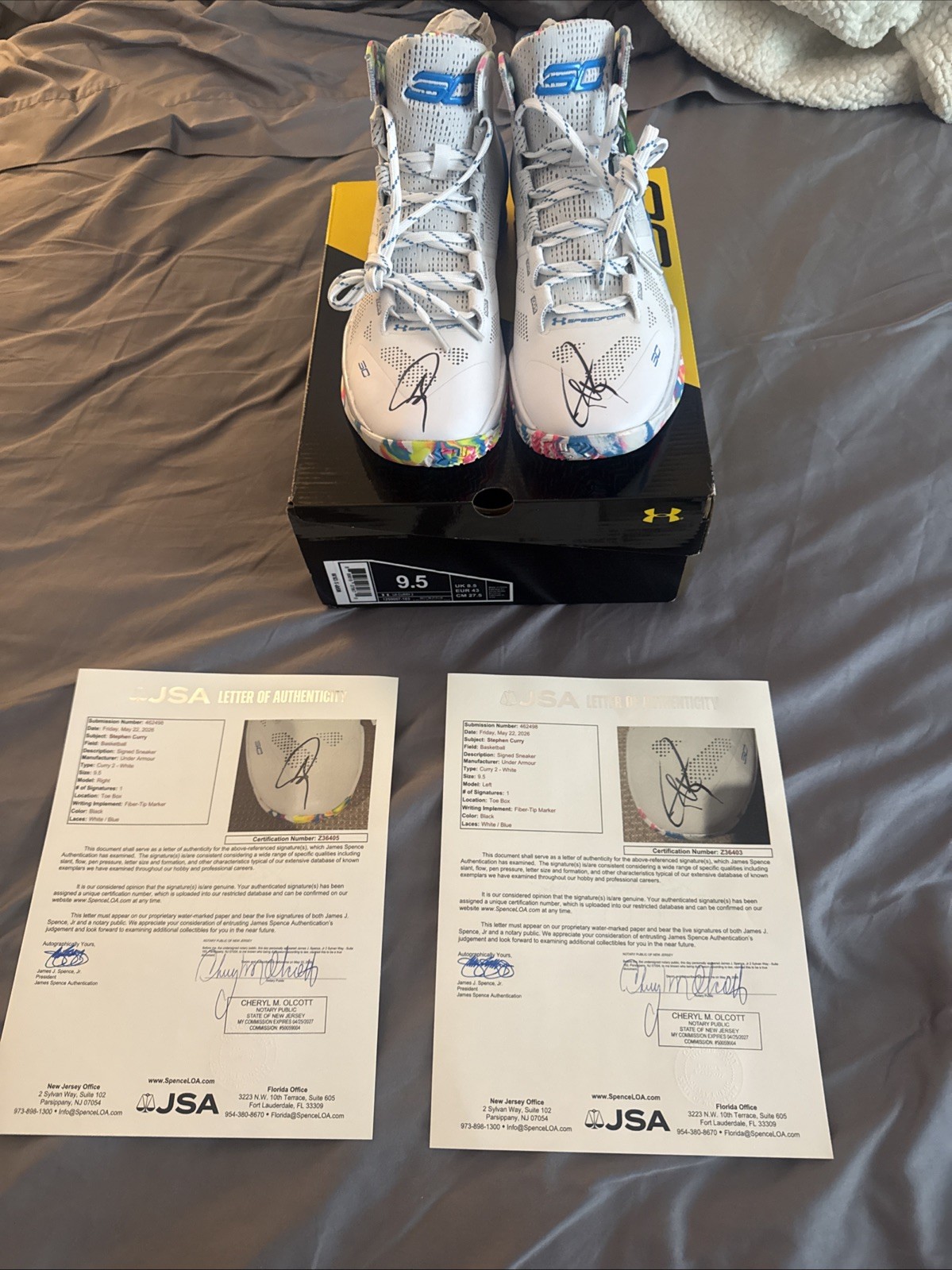 Stephen Curry Signed Under Armour Splash Party Birthday Cake Sneakers JSA LOA 2