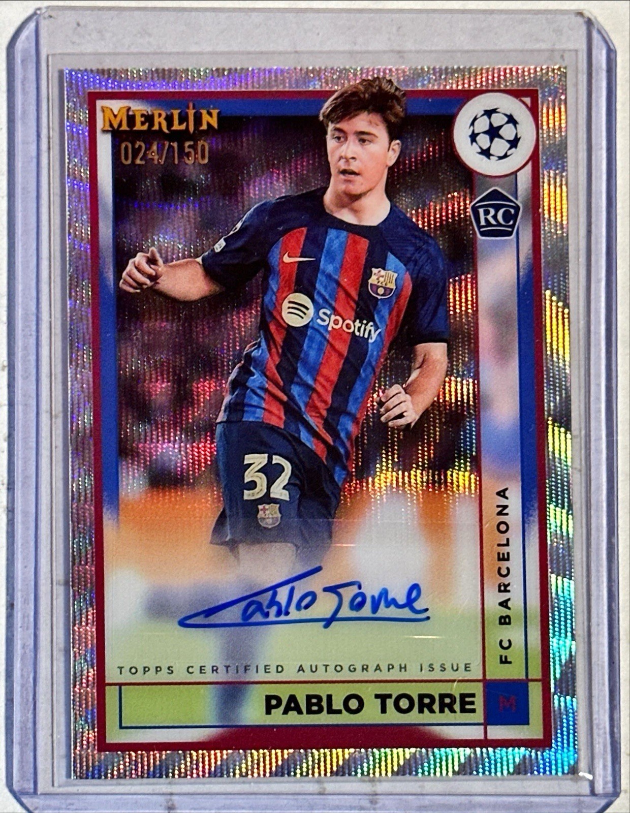 Pablo Torre 2022-23 Topps Merlin Wave Refractor Rookie Auto #AC-PT 24/150