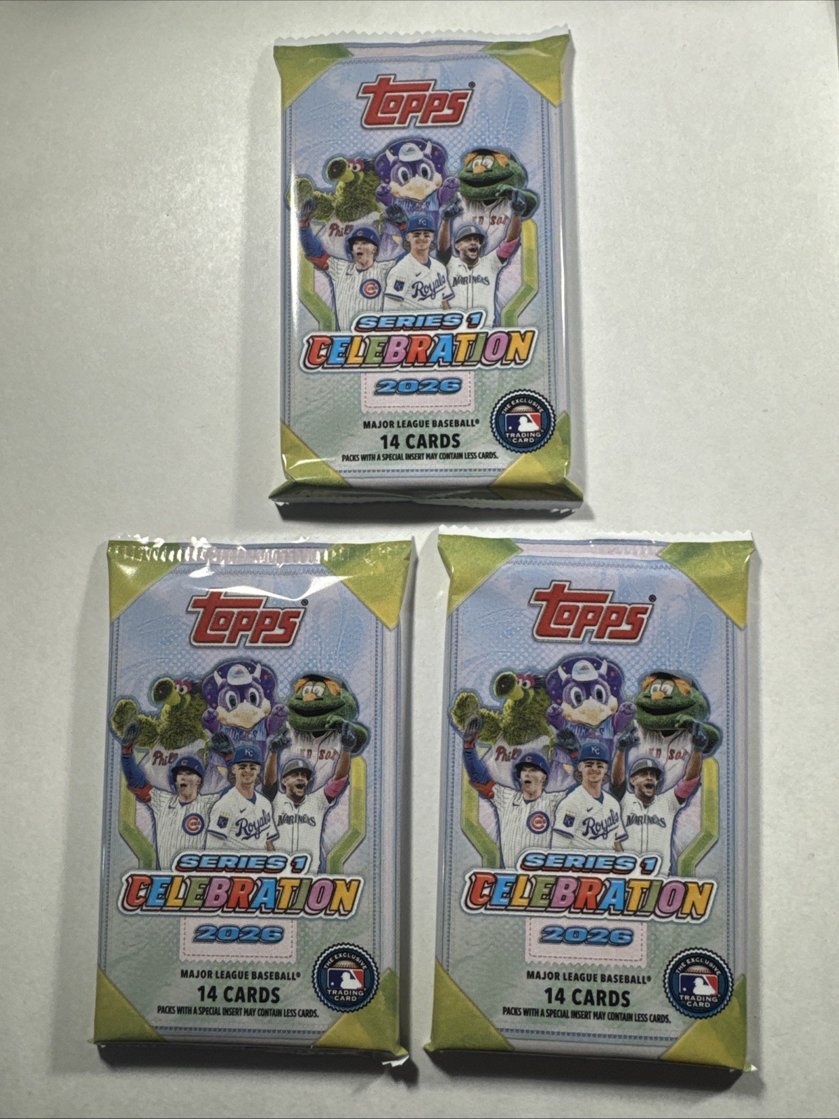 3x 2026 Topps Series 1 Celebration Baseball Factory Sealed Pack LOT 14 Cards Per