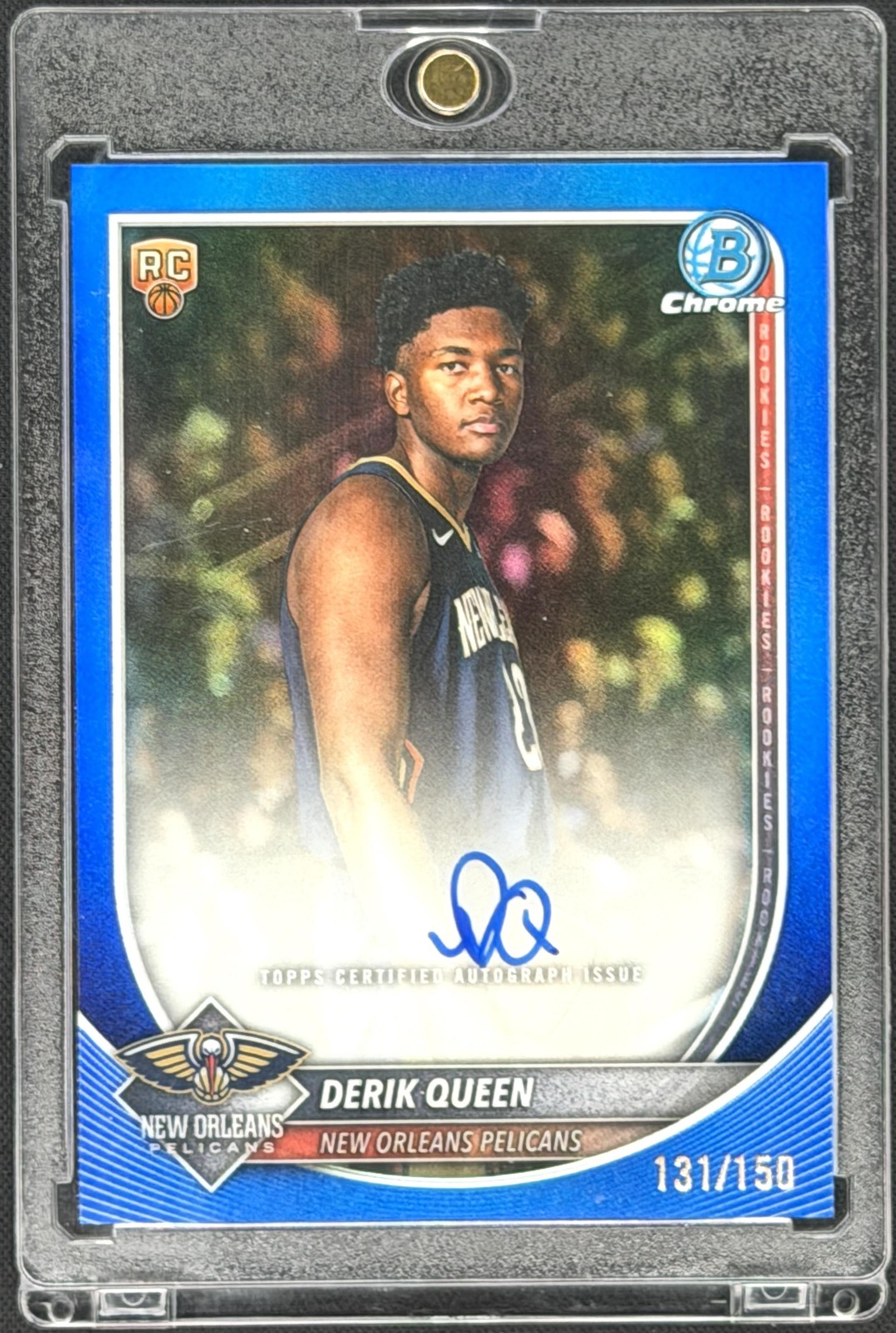 Derik Queen 2025-26 Bowman #BCA-DQ Chrome Auto Blue Refractor #/150