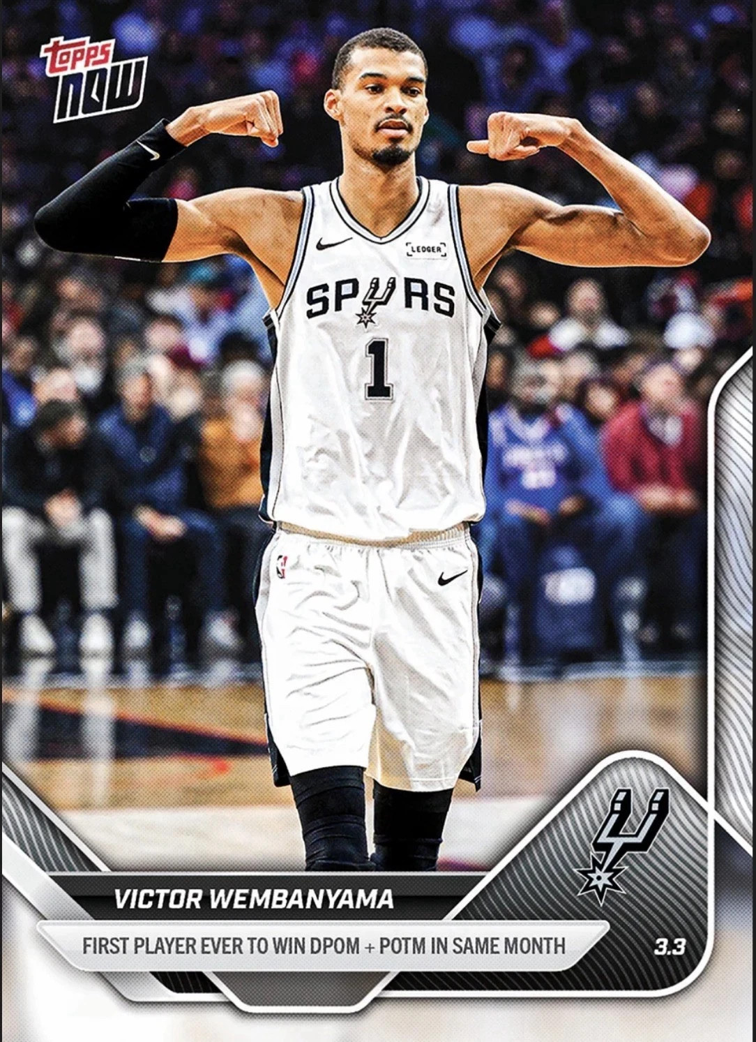 VICTOR WEMBANYAMA 2025-26 Topps Now NBA #191 1st DPOM + POTM Same Month SA Spurs