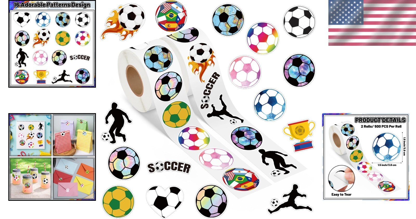 1000Pcs Soccer Stickers – Self-Adhesive Decals