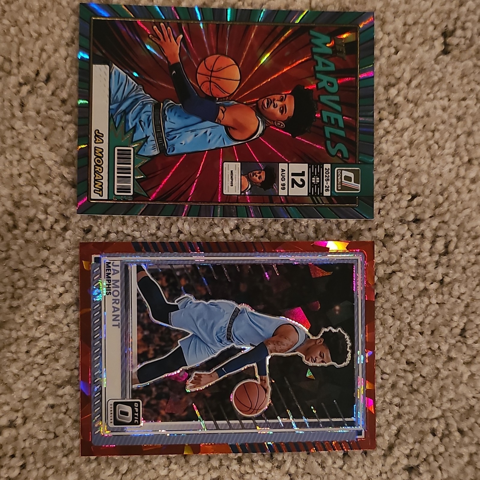 Panini 2025-26 Ja Morant Memphis Donruss Net Marvels #16 & Optic Prizm #110