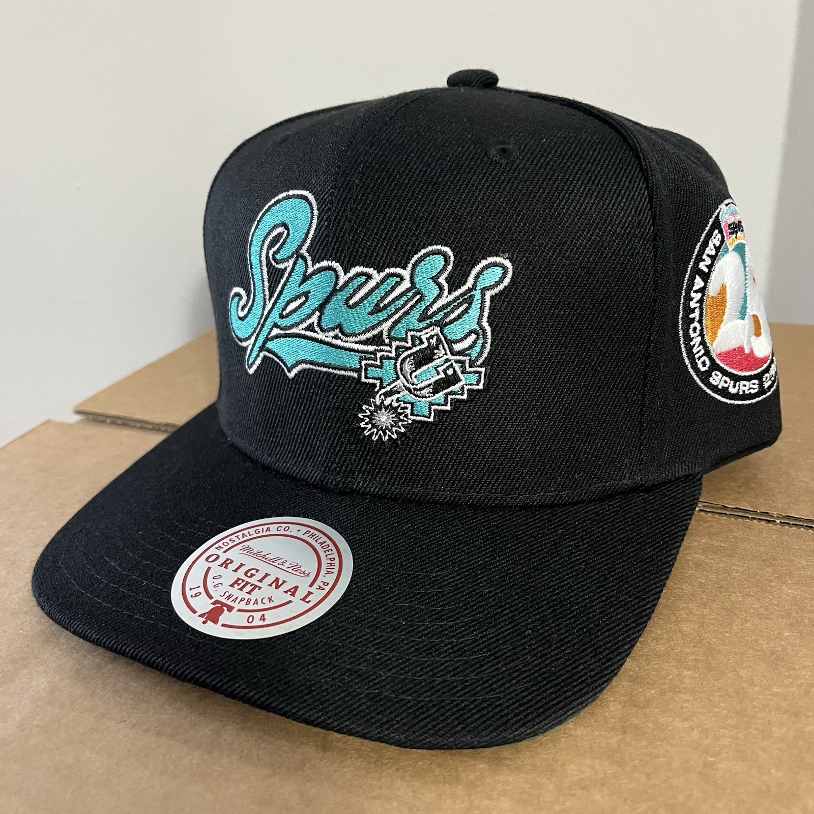 NWT San Antonio Spurs Snapback Hat Mitchell And Ness Side Patch Fiesta Wemby NBA