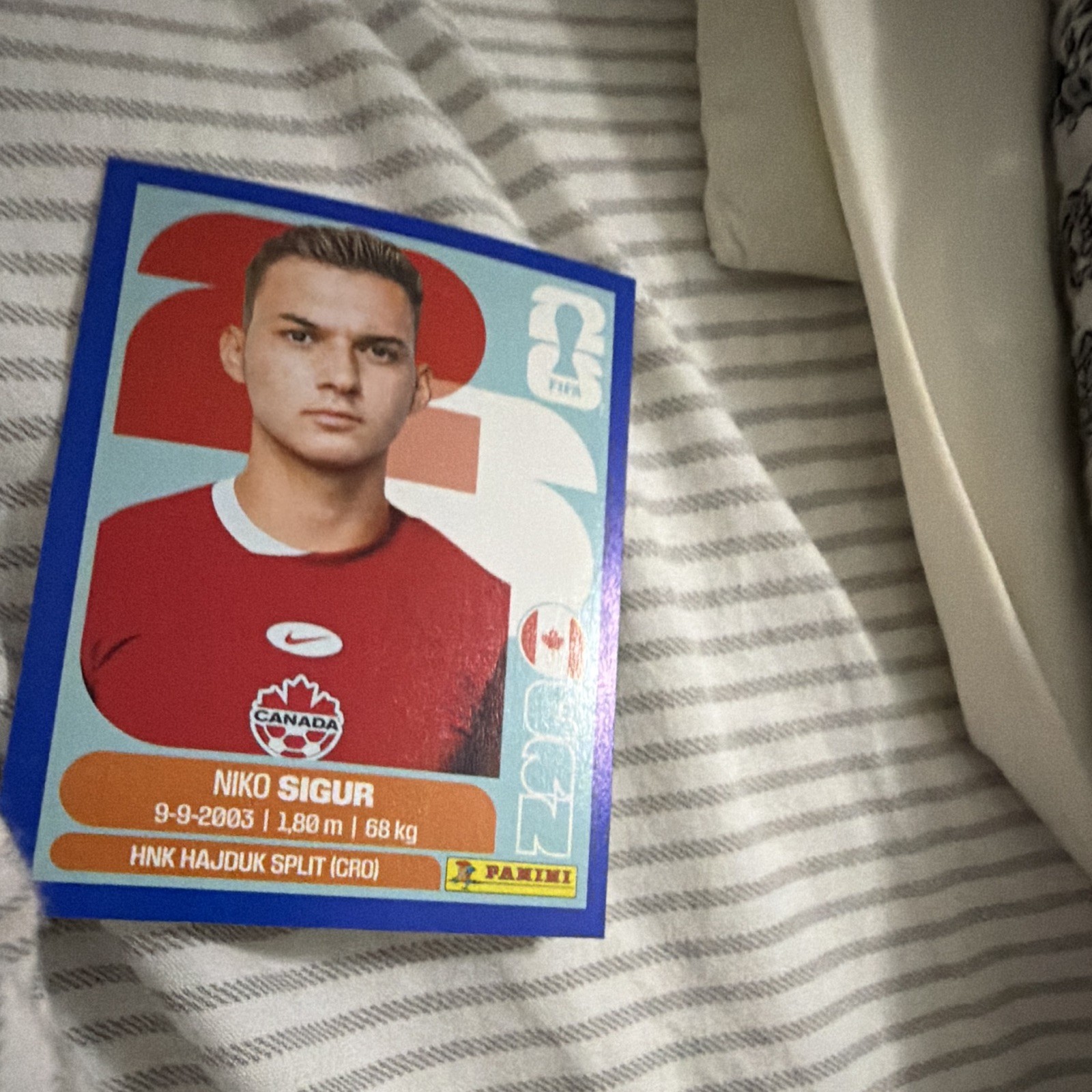 Panini FIFA World Cup 2026 Niko Sigur Player Portrait Sticker CAN 16 Non-stuck