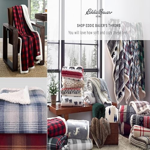 Eddie Bauer – Throw Blanket, Brushed Fleece & 50″ x 70″, Fair Isle Dark Steel