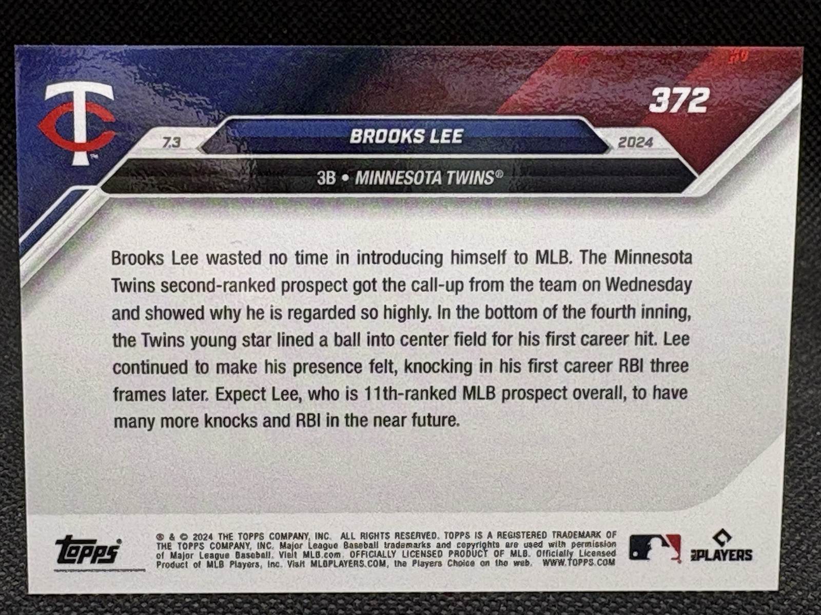 2024 Topps Now Baseball Call-Up Brooks Lee #372