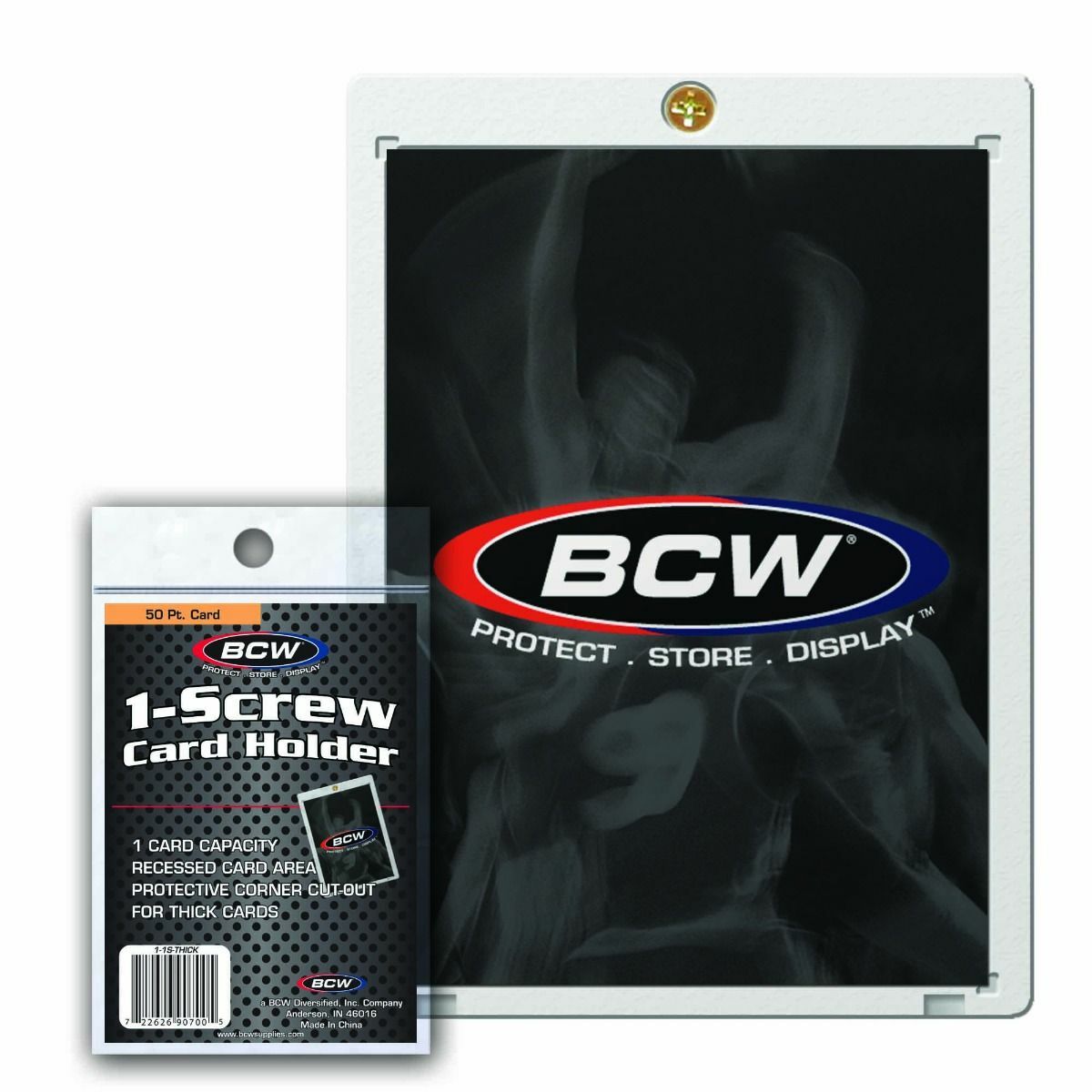 (1) BCW 1-Screw Screwdown Trading Card Holder Thicker Card 50pt Recessed