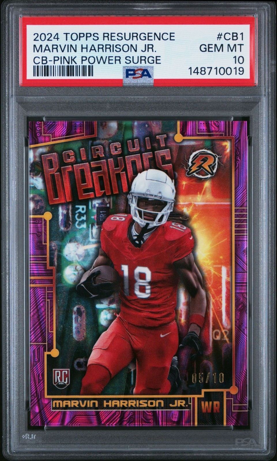 2024 TOPPS RESURGENCE CB1 MARVIN HARRISON JR. PINK POWER SURGE #5/10 PSA 10 RC