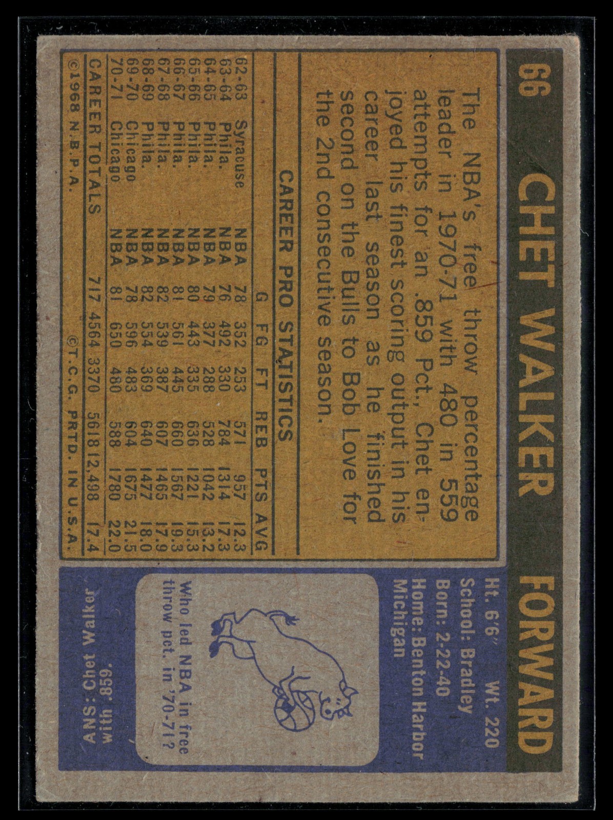 Chet Walker 1971-72 Topps #66