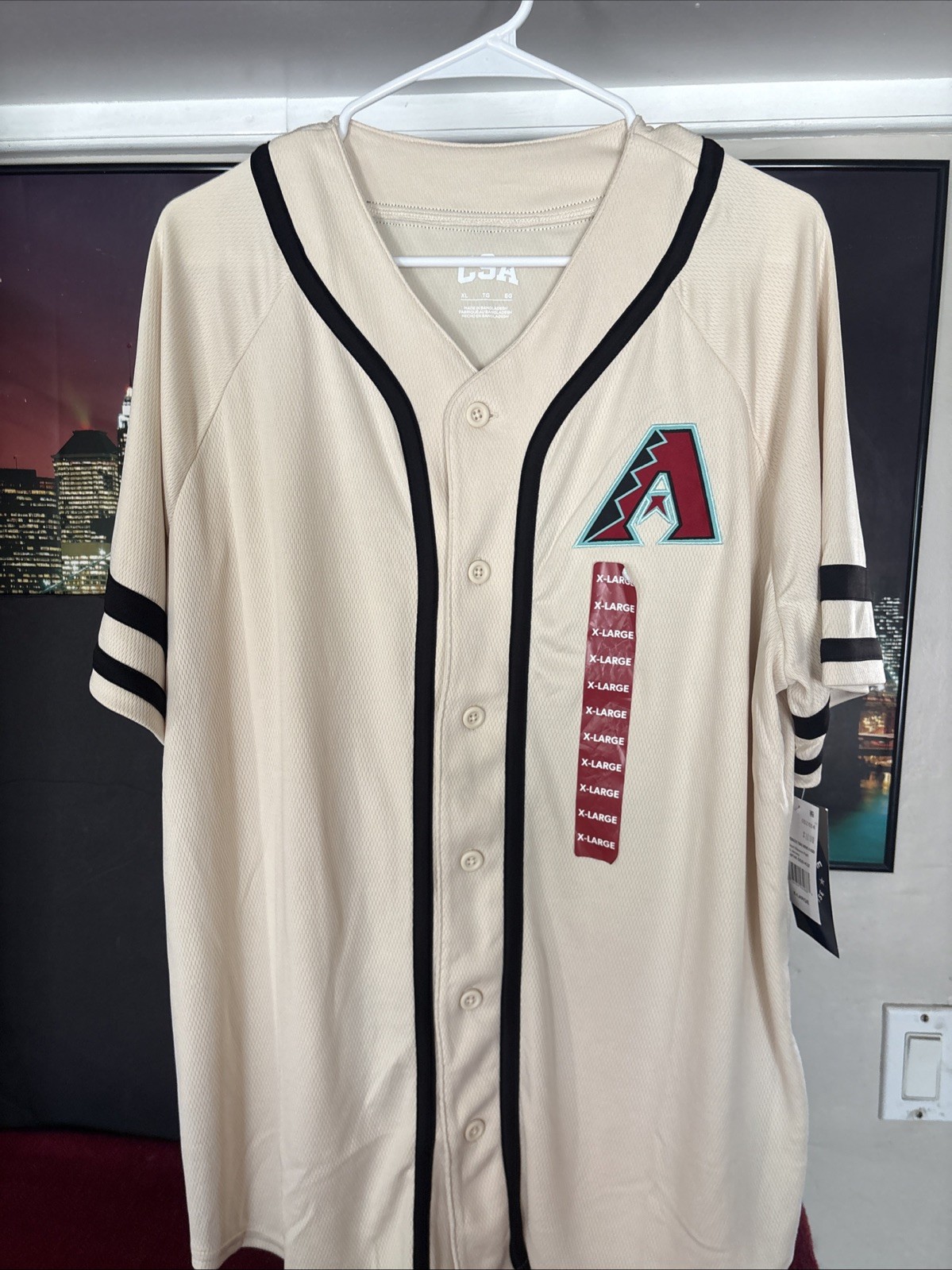 New Mens XL CSA Arizona Diamondbacks Baseball Button Down Jersey