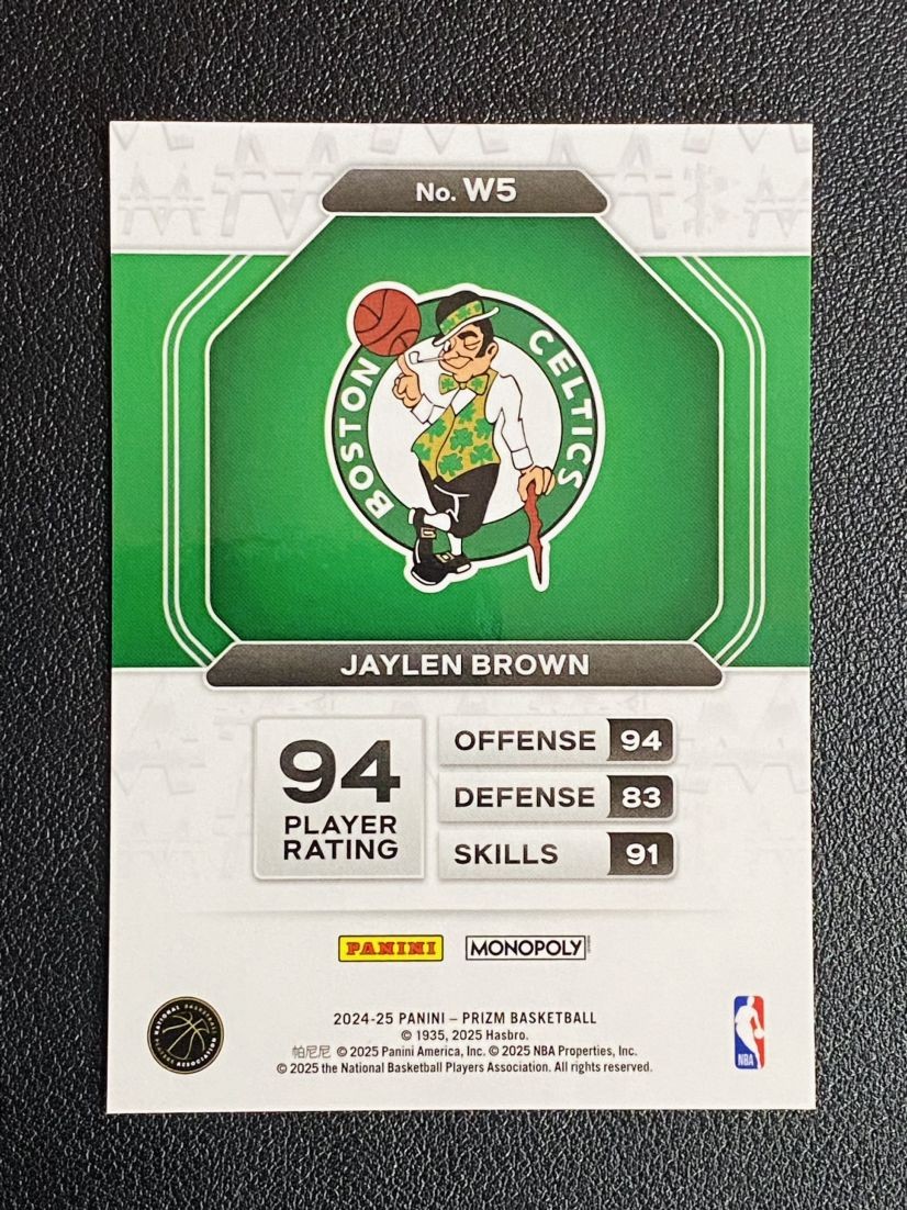 2024-25 Panini Prizm Monopoly JaylenBrown Millionaire White SSP