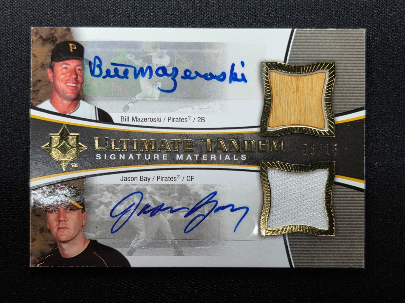 Bill Mazeroski Jason Bay 2006 Ultimate Tandem Dual GU GAME USED AUTO /15 PIRATES