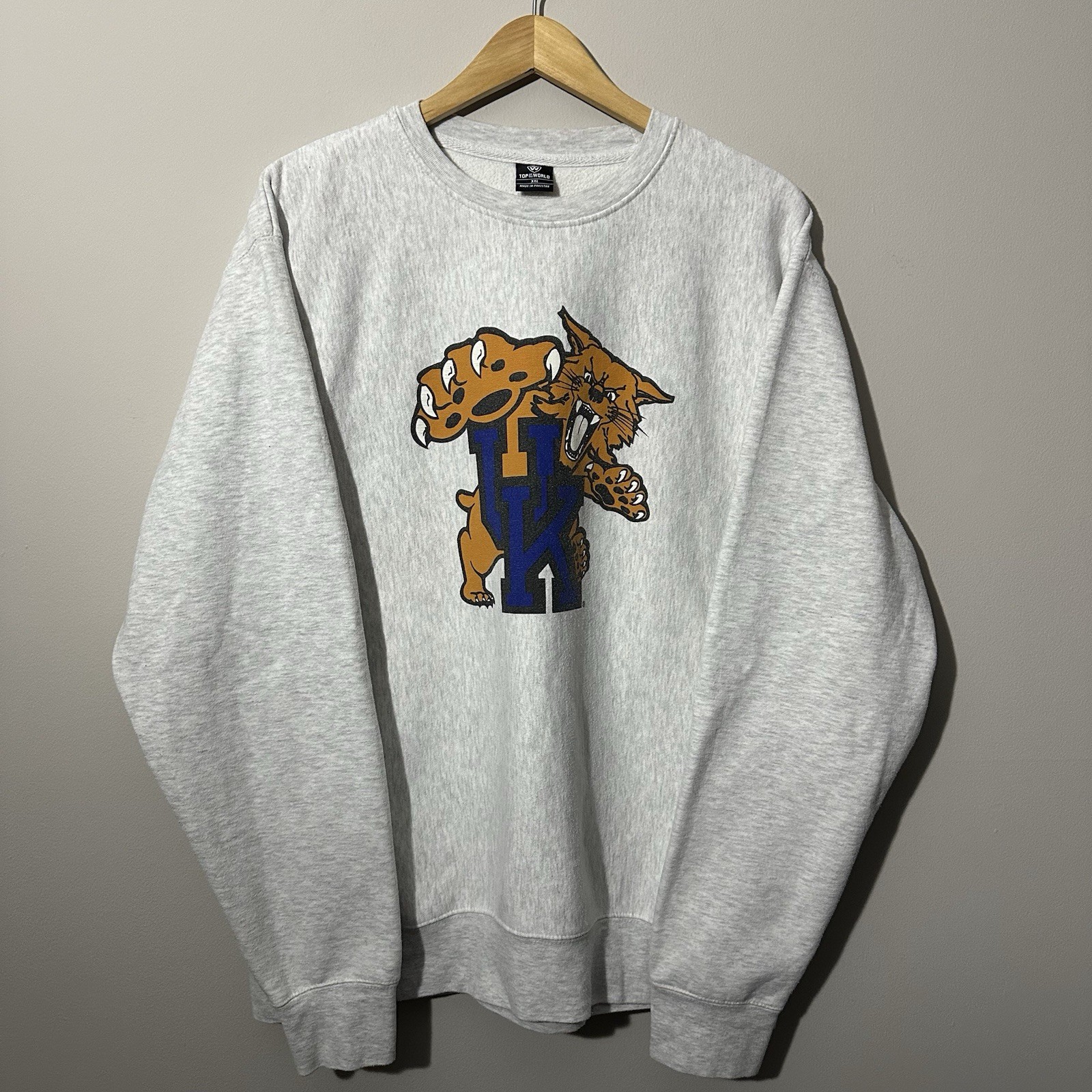 Kentucky Wildcats Retro Logo Top Of The World Crewneck Sweatshirt Mens XXL Gray
