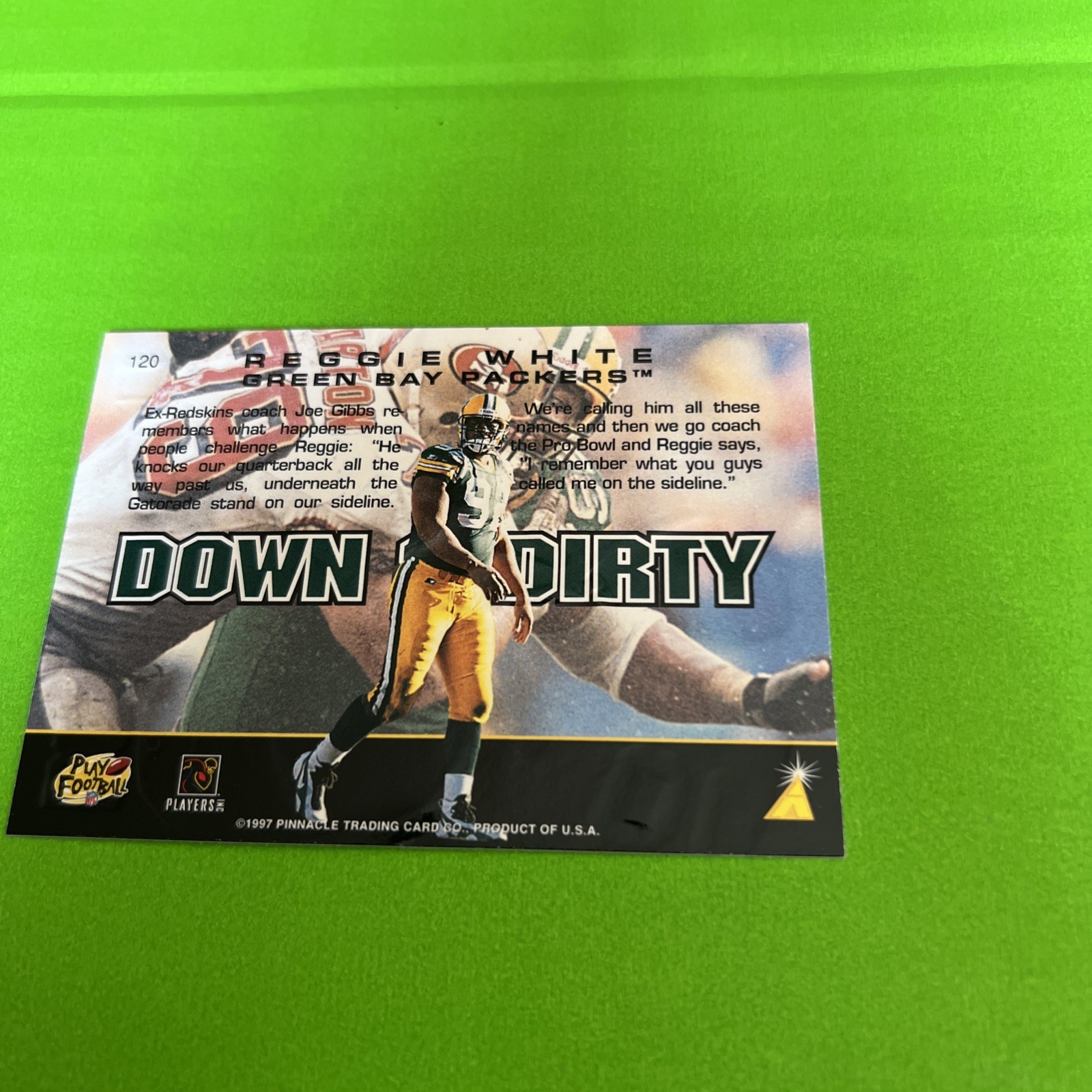 REGGIE WHITE 1997 Pinnacle Action Packed Down & Dirty #120 Green Bay Packers
