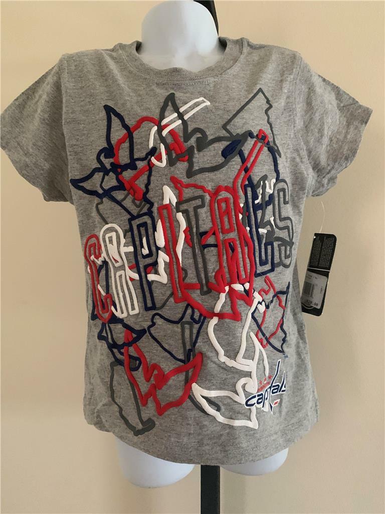 New Washington Capitals Girls Sizes S-M-L (7/8-10/12-14) Gray Reebok Shirt $20