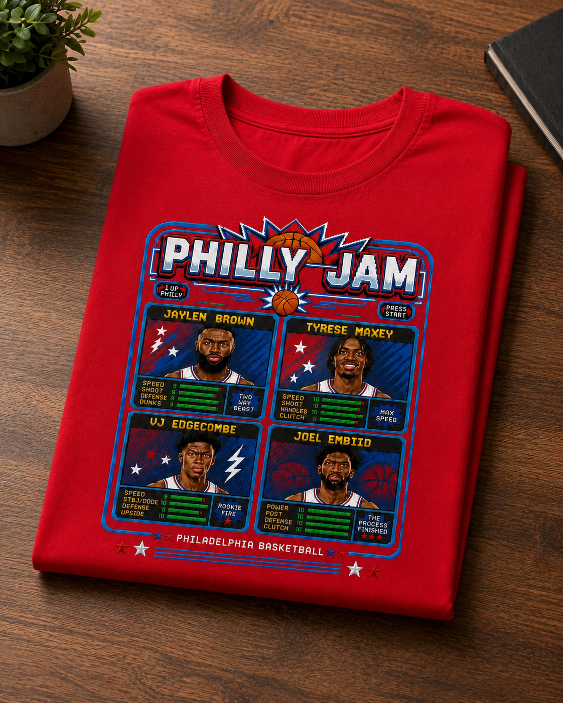 Philly basketball Jaylen Brown retro basketball tee pixel basketball shirt