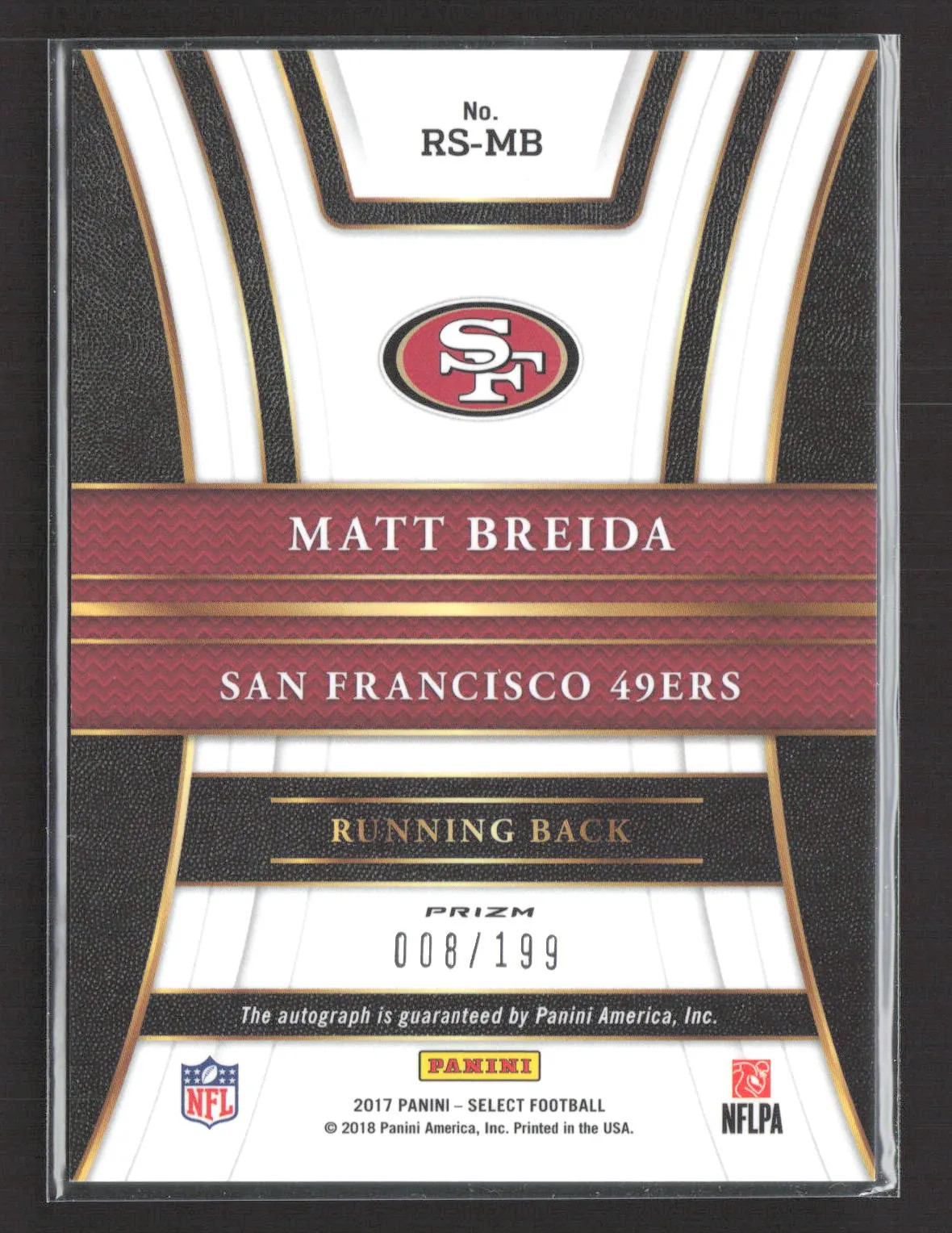 2018 Panini Select Prizm Matt Breida #RS-MB 008/199