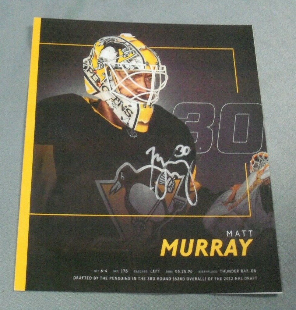 Matt Murray, Pgh Penguins, Signed 8.25″ x 10.5″ Print, In Uniform