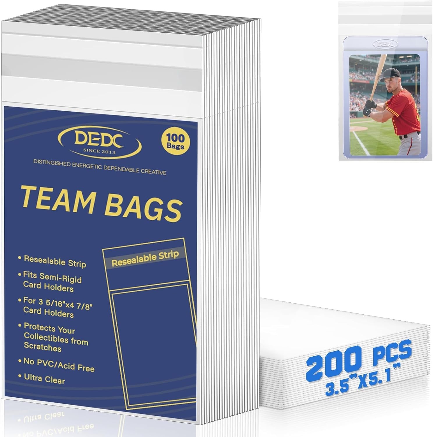 200Pcs Team Set Bags Resealable Card Holder for Semi Rigid Card Sleeves Team …