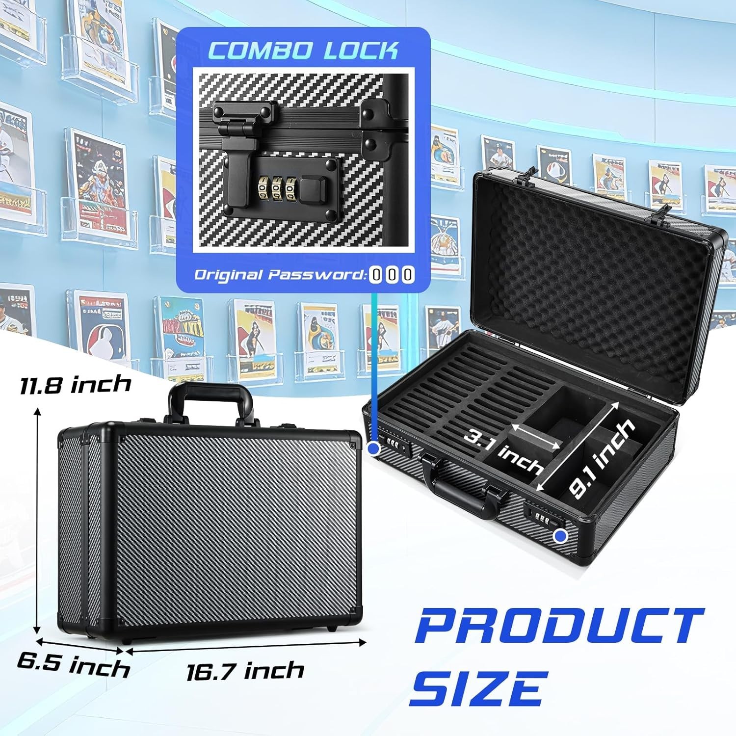 Graded Card Case with Individual Slots Storage Box, Trading Card Cases for Sport
