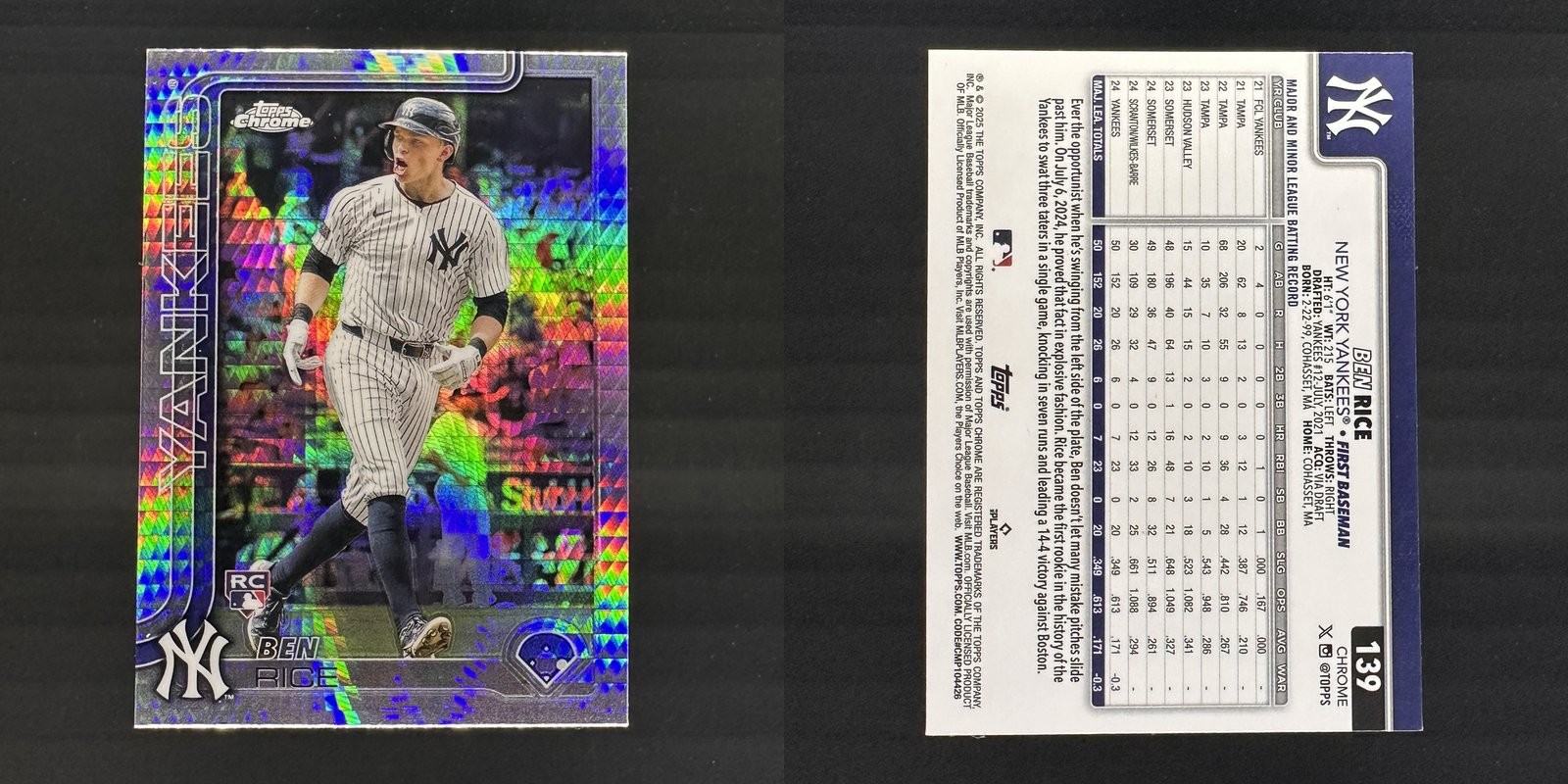 Ben Rice Prism Refractor 2025 Topps Chrome