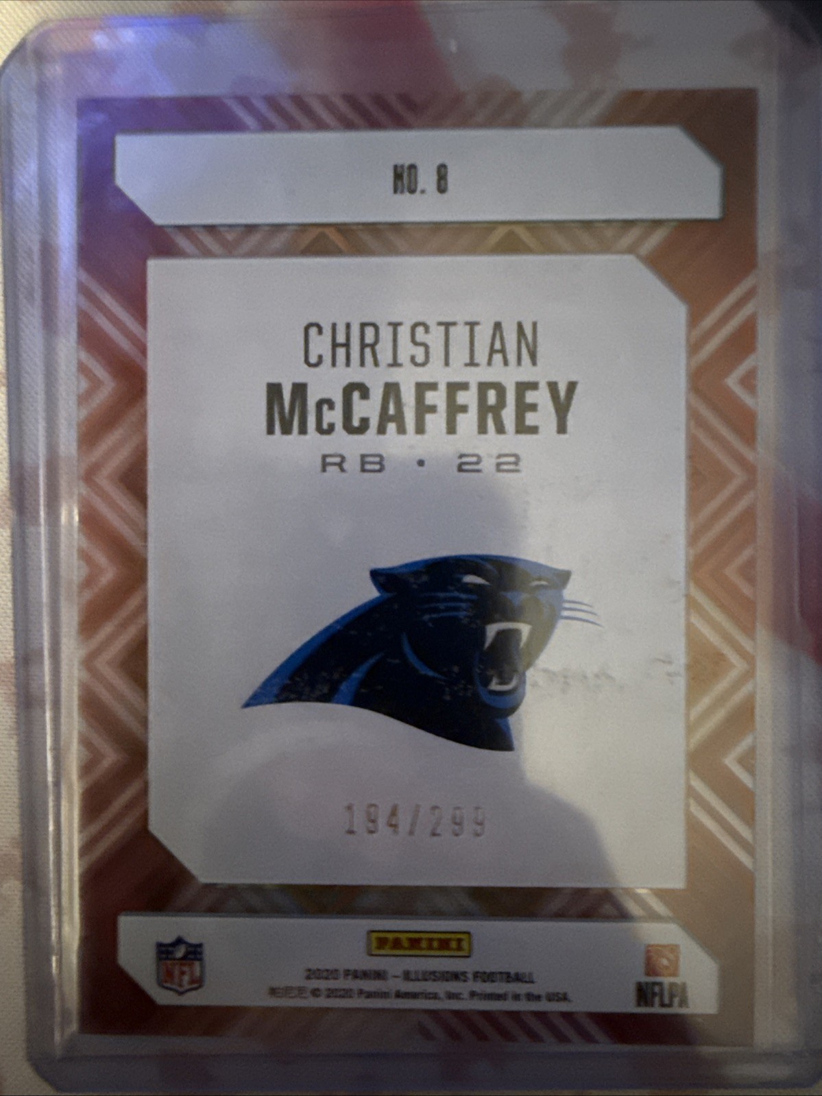 2020 Panini Illusions – Clear Shots Christian McCaffrey #8 Light Blue /299
